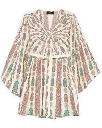 Etro - Robe Courte À Imprimé Cachemire Et Col V - Lyst