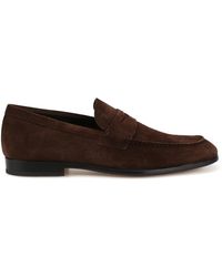 Tod's - Suede Square Toe Loafers - Lyst