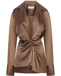 Dries Van Noten - Silk Blouse With Front Draping - Lyst
