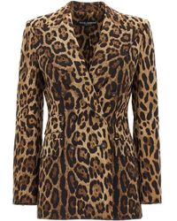 Dolce & Gabbana - Animal Print Double-breasted Blazer - Lyst