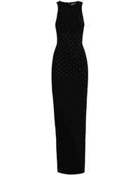 Elisabetta Franchi - Viscose Knit Dress With Rhinestone Logo - Lyst