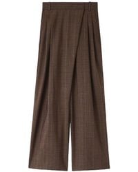 Ganni - Striped Wide-Leg Wool Wrap Trousers - Lyst