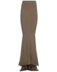 Rick Owens - Taupe Knit Midi Skirt - Lyst