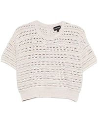 Emporio Armani - Cotton Open-Knit Cardigan - Lyst