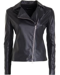 Emporio Armani - Leather Biker Jacket - Lyst