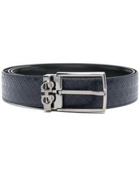 Ferragamo - Double Gancini Logo-Debossed Leather Belt - Lyst