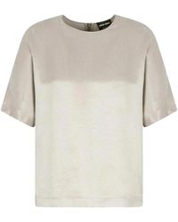 Giorgio Armani - Cupro And Viscose Crew-Neck Blouse - Lyst