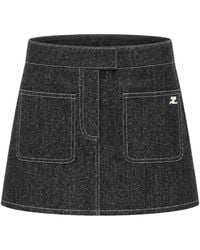 Courreges - Two-Pocket Denim Tweed Miniskirt - Lyst