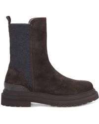 Brunello Cucinelli - Suede Chelsea Boot With Luggage Sole - Lyst