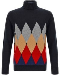 Ballantyne - Classic Diamond Intarsia Turtleneck Sweater - Lyst