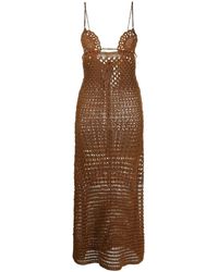 Alanui - Crochet-knit Midi Dress With Open Back - Lyst