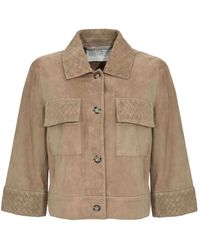 Leather Authority - Karis Weaved Suede Jacket Vanilla - Lyst