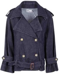 Self-Portrait - Denim Trench Jacket - Lyst
