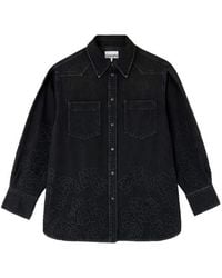 Ganni - Broderie Anglaise Denim Loose Shirt - Lyst