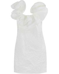 Elisabetta Franchi - Floral Jacquard Dress With Ruffles - Lyst