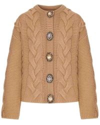 La DoubleJ - Wool And Cashmere Cardigan With Cable Knit - Lyst