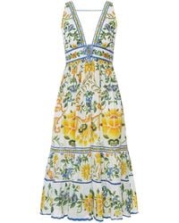 FARM Rio - Long Dress With Floral Print And Deep V-Neck - Lyst