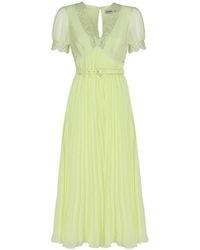 Self-Portrait - Chiffon Midi Dress With Lace Detail - Lyst
