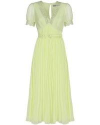 Self-Portrait - Chiffon Midi Dress With Lace Detail - Lyst
