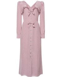 Alessandra Rich - Polka-Dot Midi Dress With Ruffles - Lyst