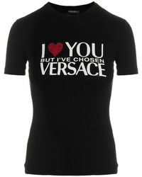 【送料&関税込】Versace i Love You T-shirt I LOVE YOU JERSEY T-SHIRT for Women - Versace sale | Biffi