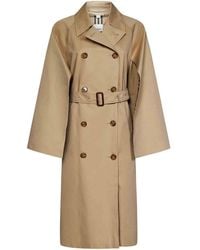 Burberry - Honey-colored Trench Coat With Check Pattern - Lyst