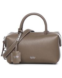 Max Mara - Leather Satchel Bag With Logo - Lyst