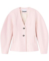 Ganni - V-Neck Blazer - Lyst
