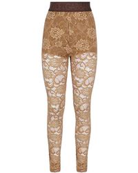 Dolce & Gabbana - Lace leggings With Logoed Elastic - Lyst