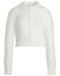 MM6 by Maison Margiela - Maison Margiela Cropped Textured Cardigan - Lyst