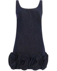 Self-Portrait - Denim 3D Flower Mini Dress - Lyst