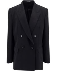 Balenciaga - Oversize Wool Blazer With Shoulder Pads - Lyst