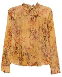 forte_forte - Semi-Sheer Shirt With Floral Design - Lyst