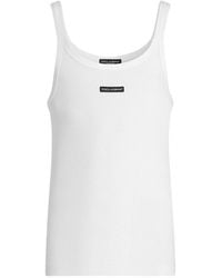 Dolce & Gabbana - Cotton Ribbed Logo Tank Top - Lyst