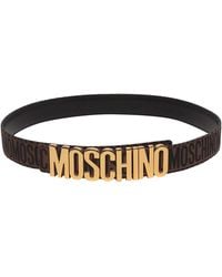 Moschino - Reversible Leather Belt With Logo - Lyst