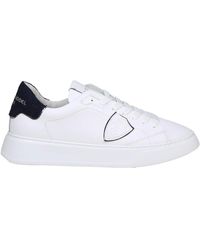 Philippe Model - Temple Low Sneakers In And Blue Leather - Lyst
