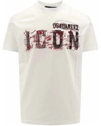 DSquared² - Cotton T-Shirt With Icon Scribble Print - Lyst