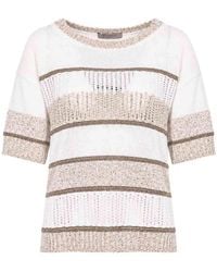 D. EXTERIOR - Striped Perforated Cotton And Viscose Sweater - Lyst