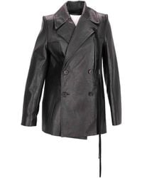 Ann Demeulemeester - Helen Leather Fitted Peacoat - Lyst