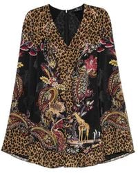 Etro - Short Patterned Dress With A V-Neck - Lyst