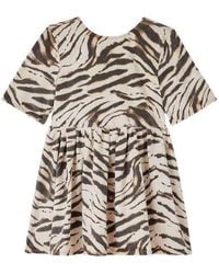 Ganni - Robe En Jean +À Imprimé Zébré - Lyst