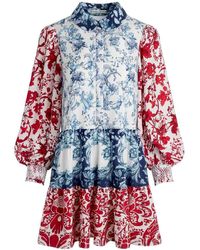Alice + Olivia - Paulie Floral Print Short Dress - Lyst