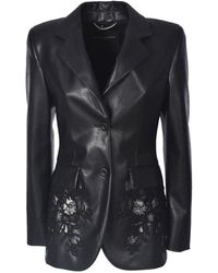 Ermanno Scervino - Synthetic Leather Jacket With Embroidery In B - Lyst
