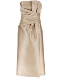 Alberta Ferretti - Mikado Longuette Dress With Front Draping - Lyst