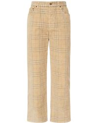 Burberry - Check Cotton Trousers - Lyst