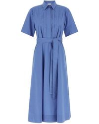 P.A.R.O.S.H. - Long Dress With Classic Collar And Waist Belt - Lyst