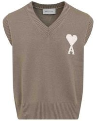 Ami Paris - V Neck Logo Sweater - Lyst