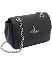 2WAY【Vivienne Westwood】Small Margaret バッグ パデッド ロゴ Vivienne Westwood Margaret Logo Detailed Small Bag in Black