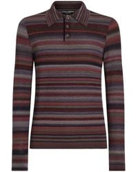 Dolce & Gabbana - Striped Long-Sleeve Wool Polo - Lyst