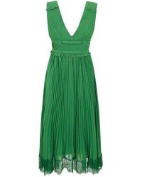 Self-Portrait Blue Chiffon Tiered Midi Dress